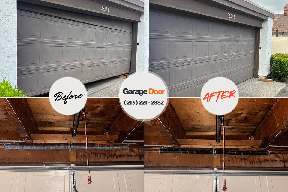 Before and after: garage door repair Calimesa, CA